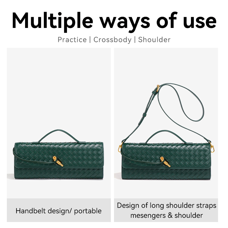 Designer Bags for Women 2025 Woven Bag Fashion Pu Leather Horizontal Crossbody Single-shoulder Handbag