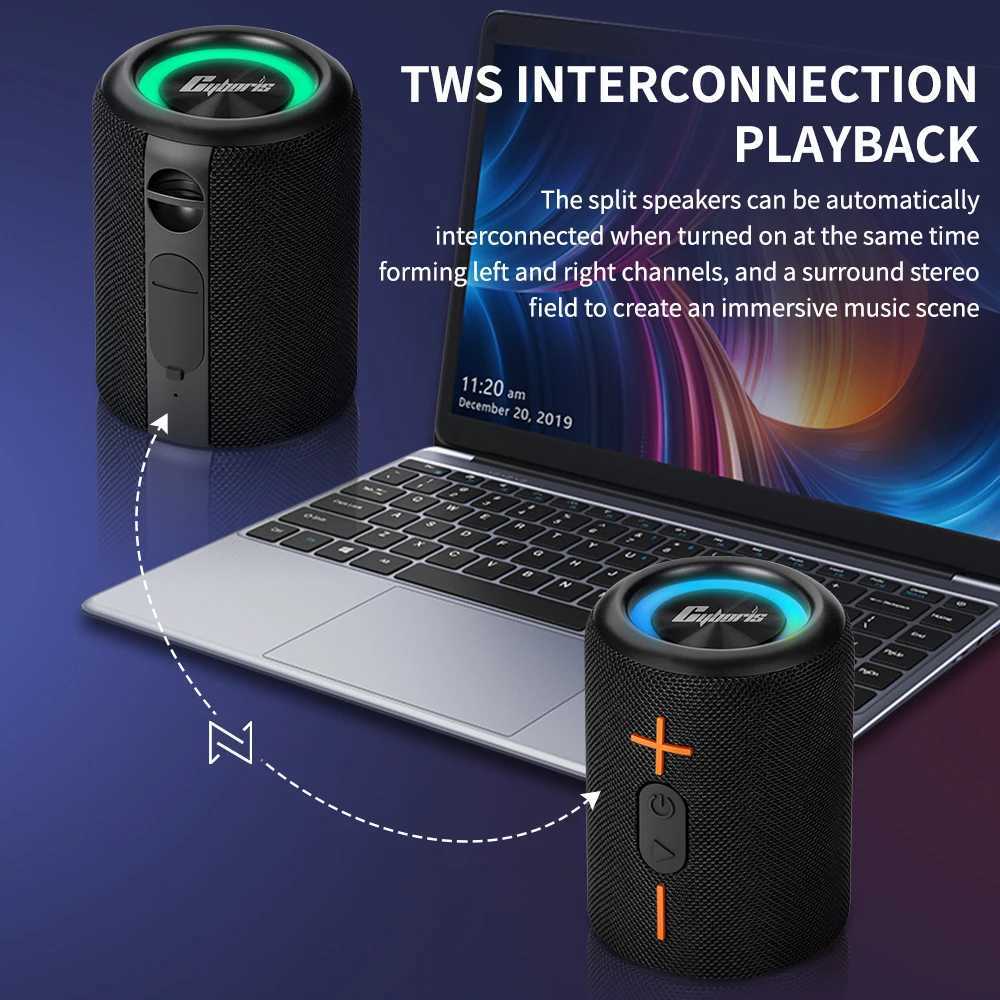 Cyboris S10 Removable Bluetooth Speaker 3D Stereo Bass Portable Speaker IPX6 Waterproof Suitable TWS Suspension Box Color Light CL241015