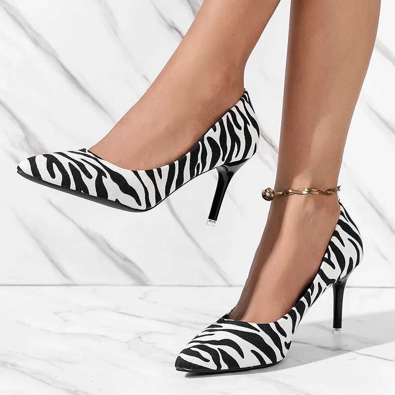 Leopard Print High Heels Pumps Womens 2023 Autumn Pointed Toe Thin High Heels Party Shoes Womens Designer Slippers on Dresses Y241023