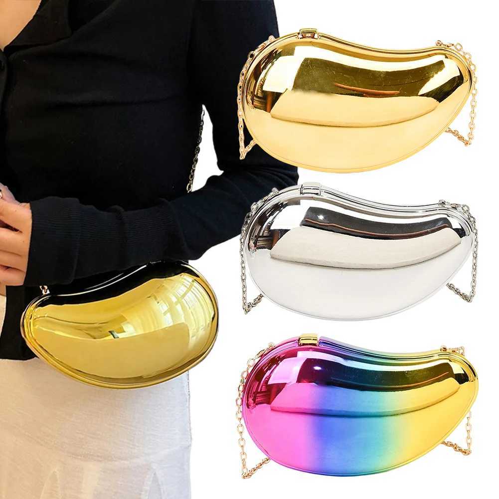 Ladies Sparkly Acrylic Clutch Purse Chain Shape Shoulder Bag Metallic Evening for Party Prom 241015