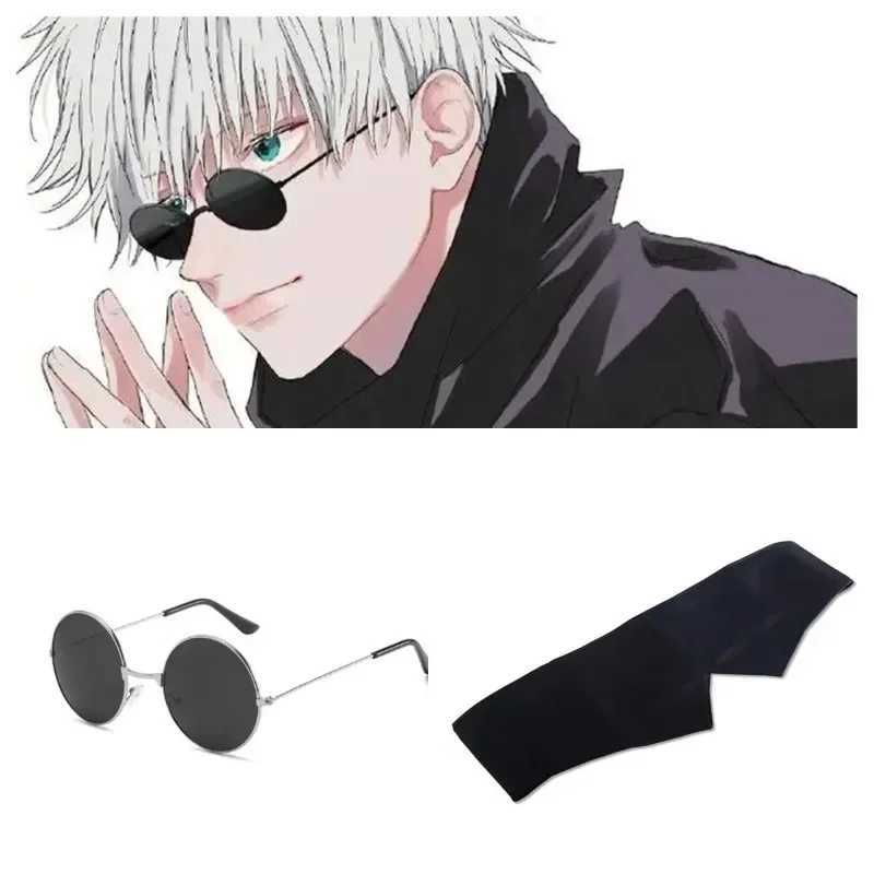 ACE Anime Jujutsu Kaisen Gojo Satoru Cosplay Props Black Glasses Steampunk Round Frame Glasses Sunglasses Accessories Mens W241015