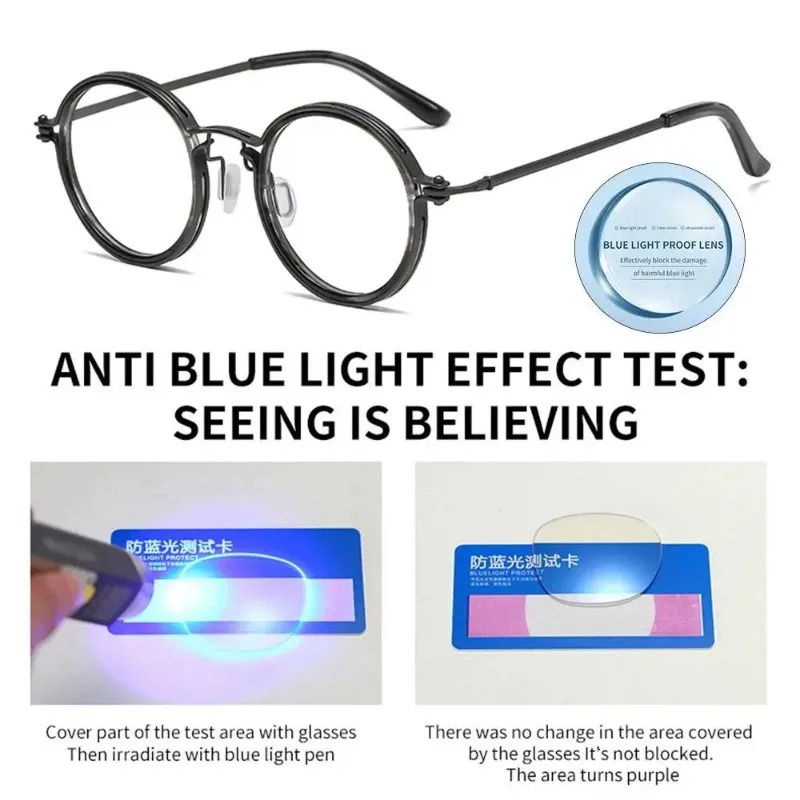 2024 Round Anti Blue Light Blocking Glasse Men Fashion Small Frame Retro Computer Eyeglasses Optical Reading Eyewear 241014