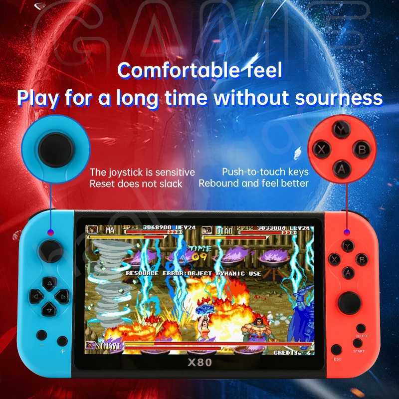 Newest X80 Portable Game Console 7 inch Screen Handheld Game Player Quad Core 16GB 10000 Free Games For PS/MAME HD TV Out Z241015