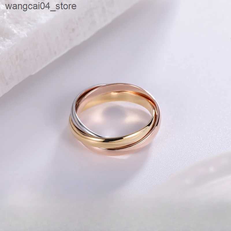 Couple Rings Sterling silver rose gold Internet tricolor ring L240910
