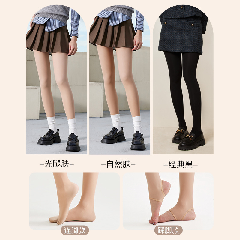 2025 new designer winter double layer bare leg artifact women s tight pants flesh color anti hook long tube fashion socks with thick velvet nude panty