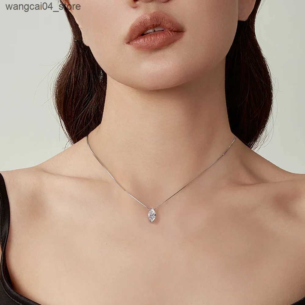Pendant Necklaces 1CT Marquise Moissanite Pendant Neckalce 925 Sterling Silver Plated Gold Water Drop Diamond Necklaces with Gra for Women Daily L2409