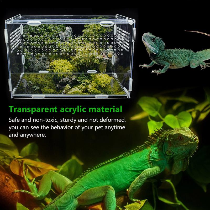 Reptile Breeding Box Acrylic Spider Lizard Scorpion Acrylic Transparent Insect Breathable Terrarium Food Feeding Container