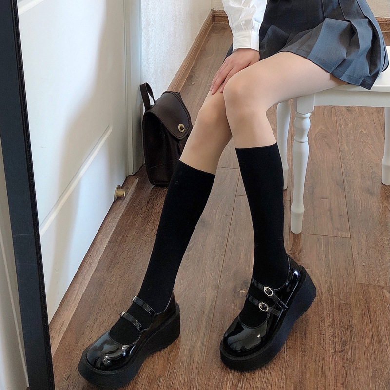 2025 new designer autumn and winter fine stockings white thigh women fashion s JK black high tube socks spliced fake calf socks