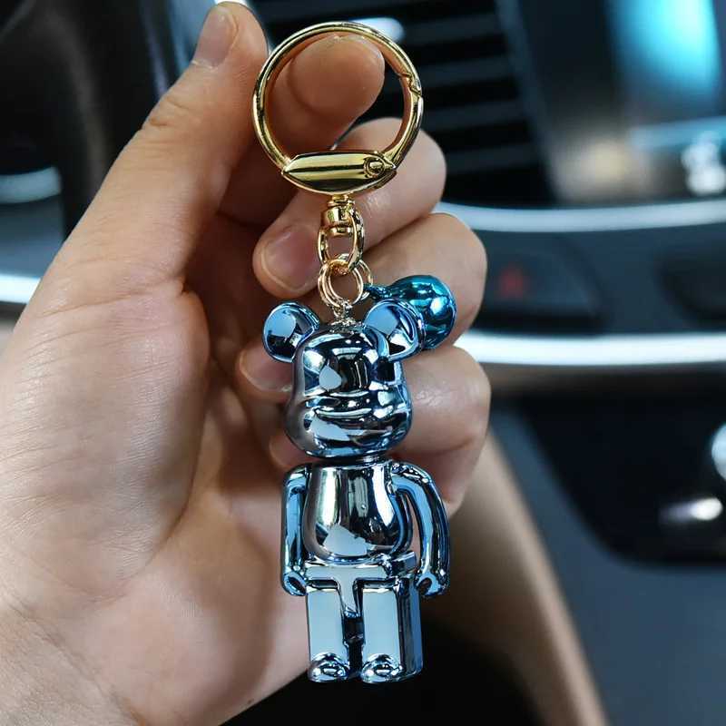 Keychains Lanyards Action Block Bear PVC Model DIY Keychain Painting Doll Toy H241015