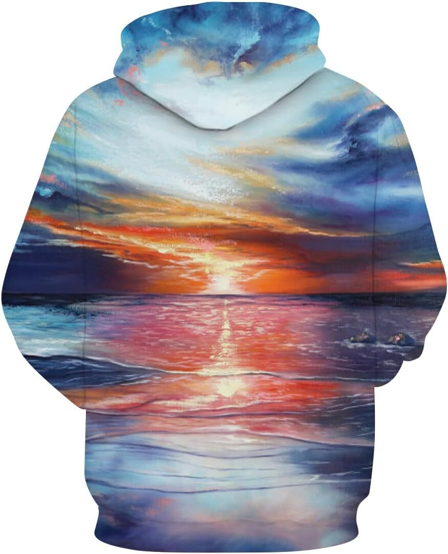 Hoodie for Mens Womens Novelty Tie Dyed Flame Sky Hoodie 3D Art Printing Color Cartoon Pullover Hoodie Graphic Hoodies sweatshirt cool