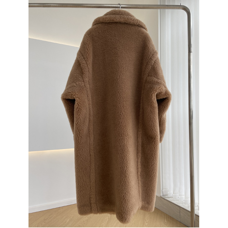 Women's Fur Long Teddy Bear Jacket Authentic Women Winter Coat Thick Warm Oversize Chunky Outerwear Overcoat Real Lambswool Coats