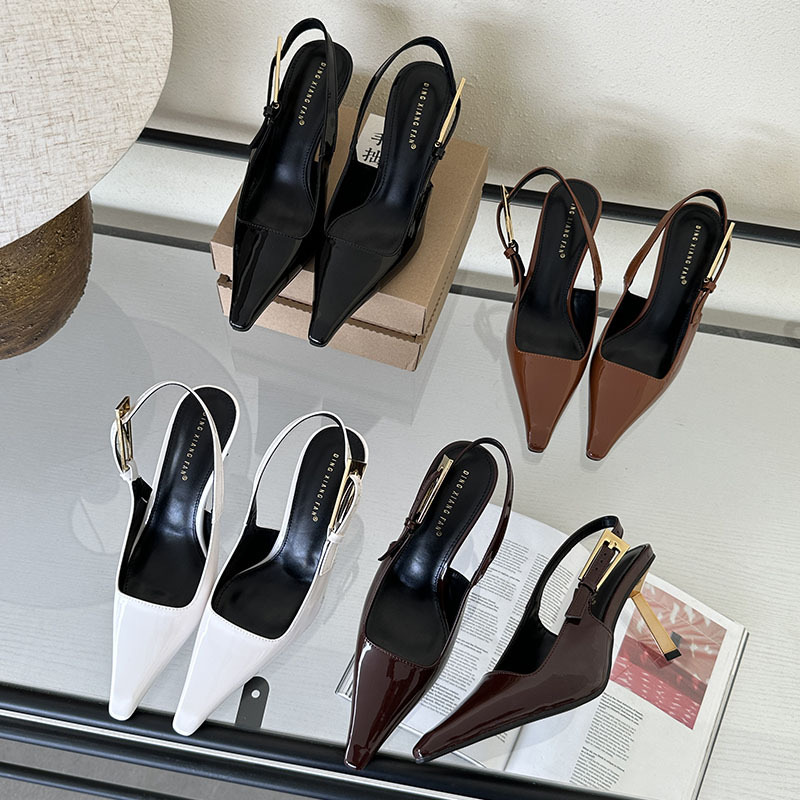 Eilyken Street Style Sexy Pointed Toe New Metal Buckle Strap Women Pumps Stripper Sandals Sgback High Heels Female Shoes