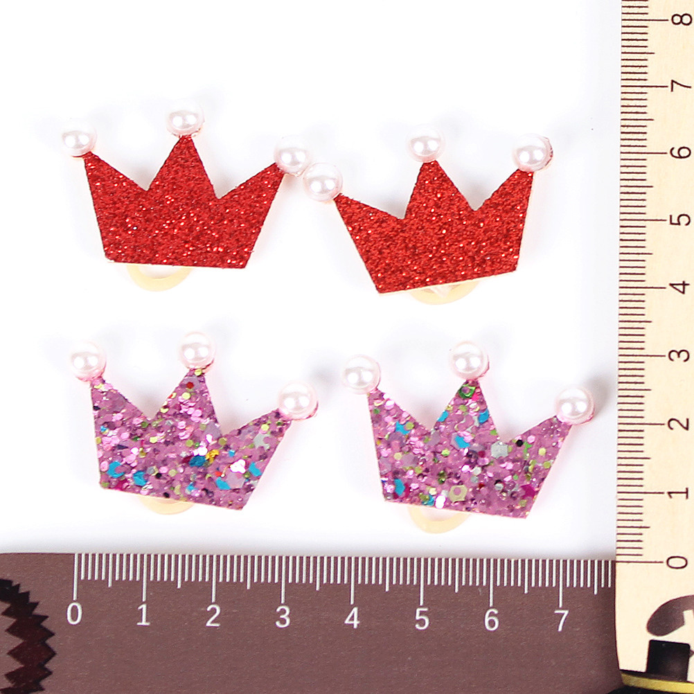 6Pcs Crown Shape Dog Bows Hair Accessories Glittering Gold Bows with Rubber Band for Long Hair Pets Accesorios Para Perros