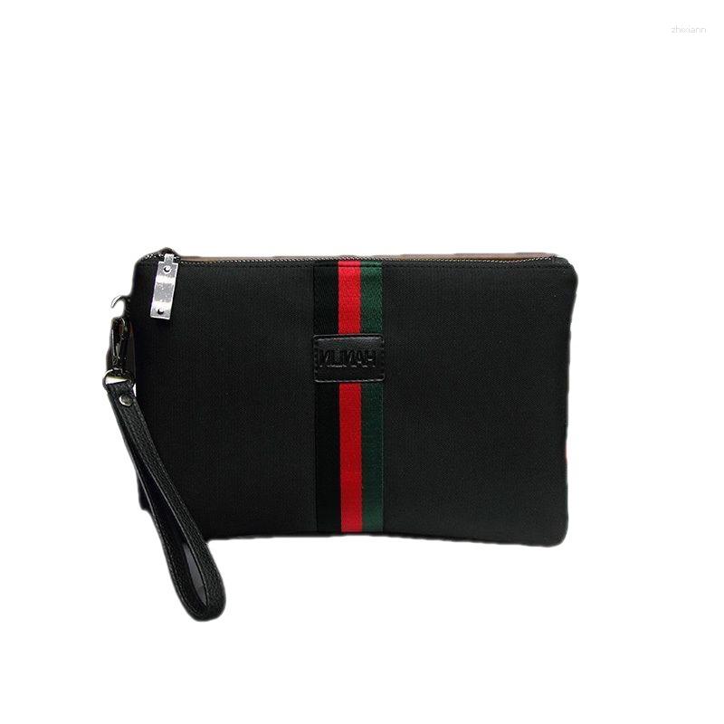 Clutch Bags Canvas Handbag Striped Contrast Color Men's Lightweight Commuter Casual Long Wallet Unisex Fashion d56b
