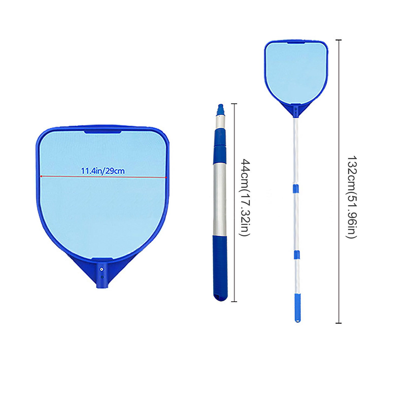 [Elosung]Aquarium Skimmer Net with Telescopic Pole, Leaf Rake Mesh Pool Fish Tanks Accessories Ponds Cleaning Tools