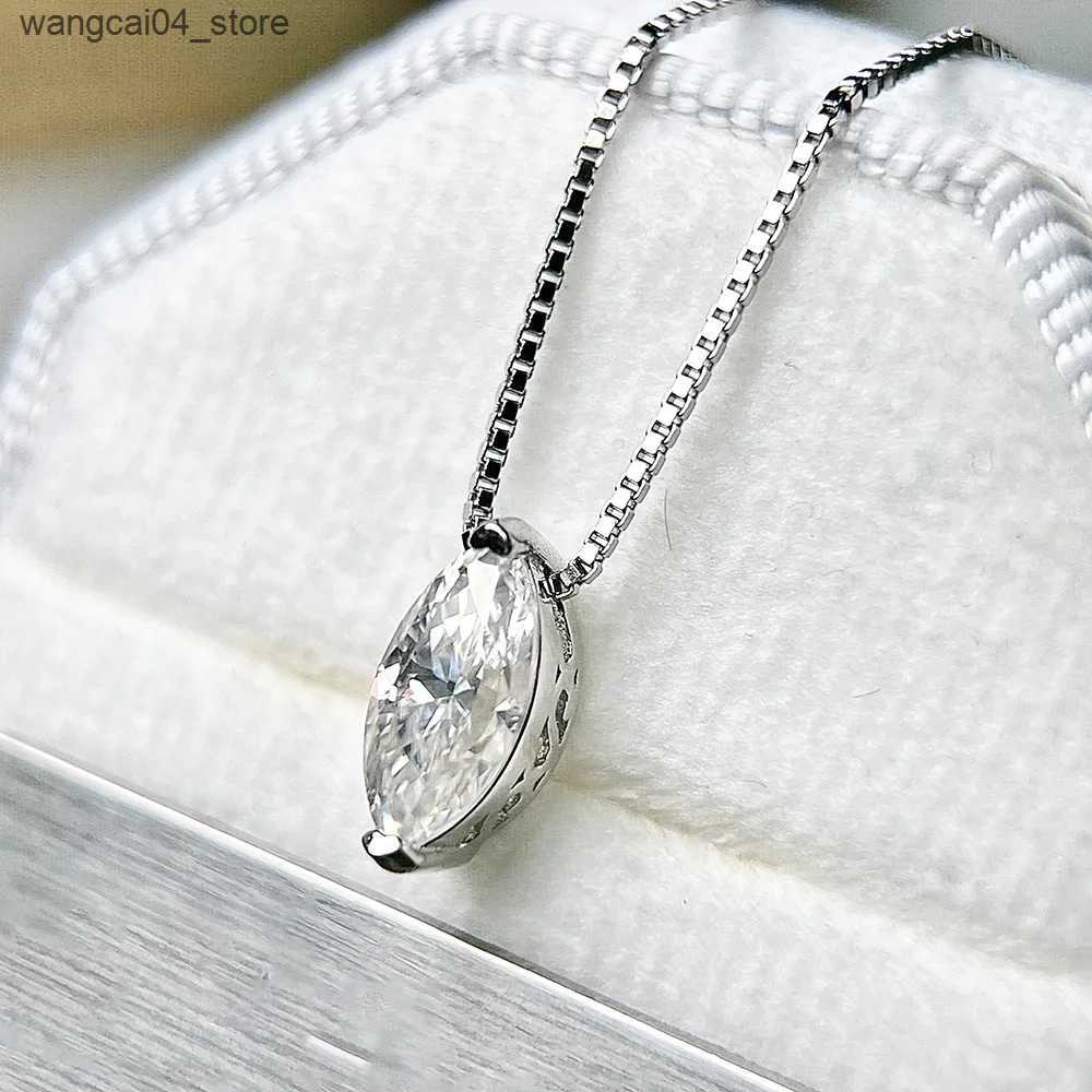 Pendant Necklaces 1CT Marquise Moissanite Pendant Neckalce 925 Sterling Silver Plated Gold Water Drop Diamond Necklaces with Gra for Women Daily L2409