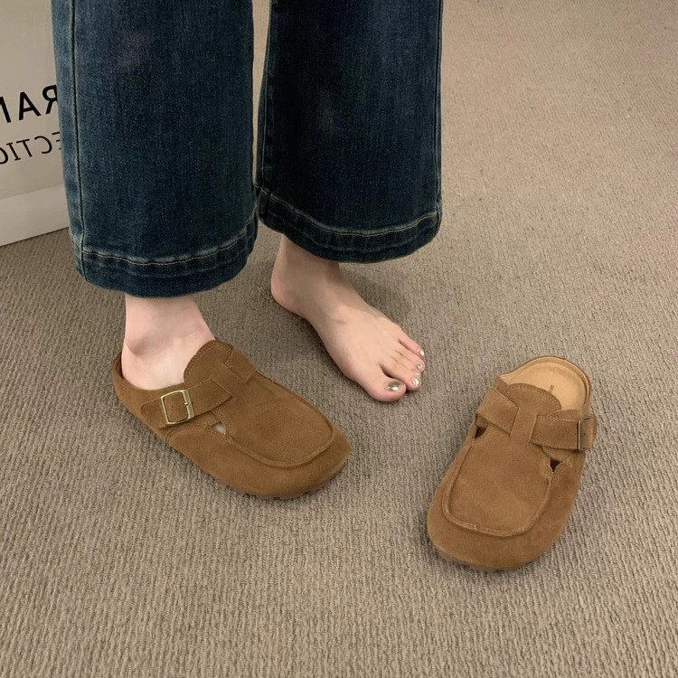 2024 free shipping new mens dress shoes flats designer shoe women round head low heel casual half drag womens loafers sneakers