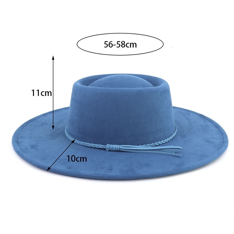 Suede Concave Top 10CM Big Wide Brim Fedora Hats for Women Men Classic Felt Party Church Hats Wedding Dress Boater Jazz Cap 241014
