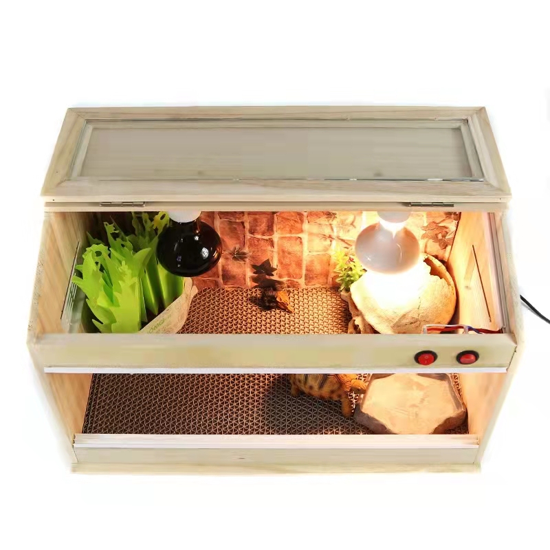 Non-assembled Inclined Plane Solid Wood Box Reptile Breeding Box Horned Frog Lizard Spider Incubator Ovulation Box