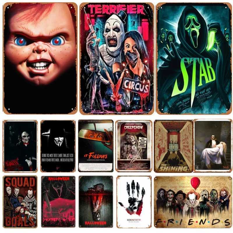 Metal Tin Poster Retro Horror Movie Metal Tin Sign Plaque Poster for Bar Club Wall Decor Retro Home Vintage Wall Plate PendantXJ241010