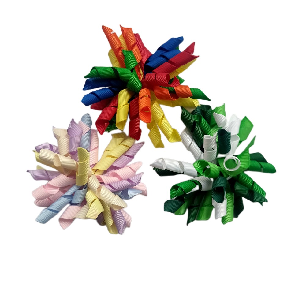 Children's Girl Baby Korker Elastic Hairband Curlers Curly Ribbon Hair Bows Flowers Clips 3 Inch Corker Barrettes Bobbles Ties Kids Headwear Acce