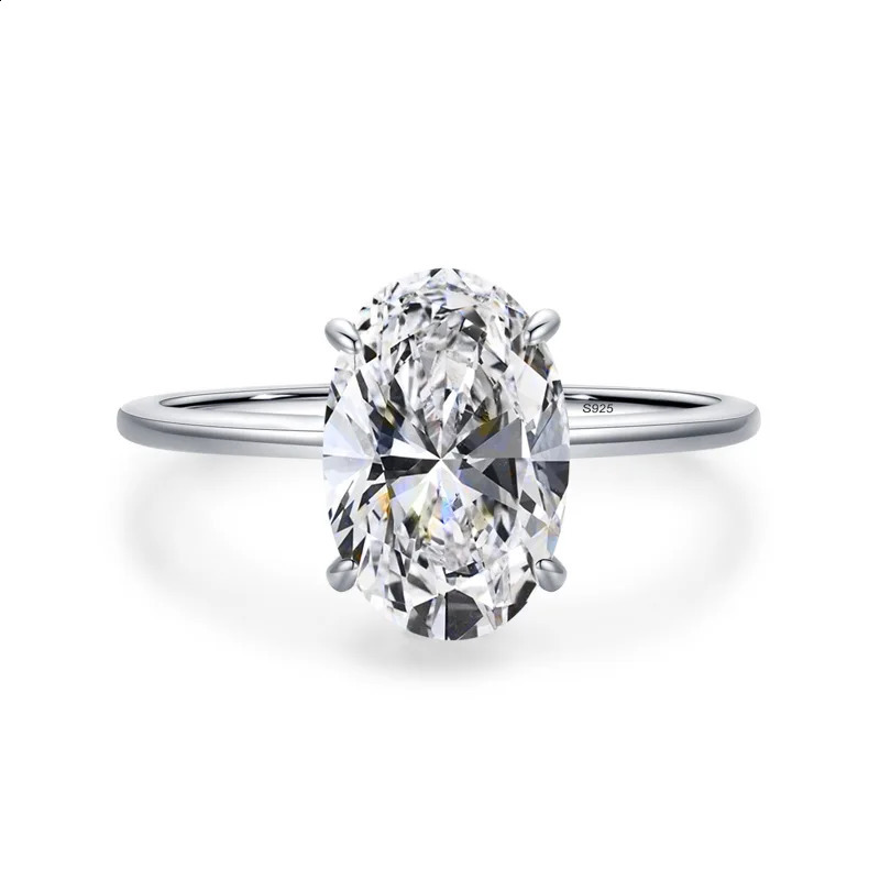 LESF oval 4- silica womens engagement ring S925 pure silver wedding ring exquisite jewelry 241007
