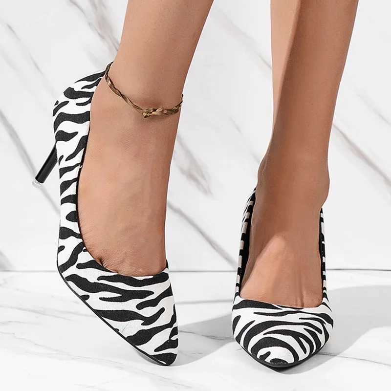 Leopard Print High Heels Pumps Womens 2023 Autumn Pointed Toe Thin High Heels Party Shoes Womens Designer Slippers on Dresses Y241023