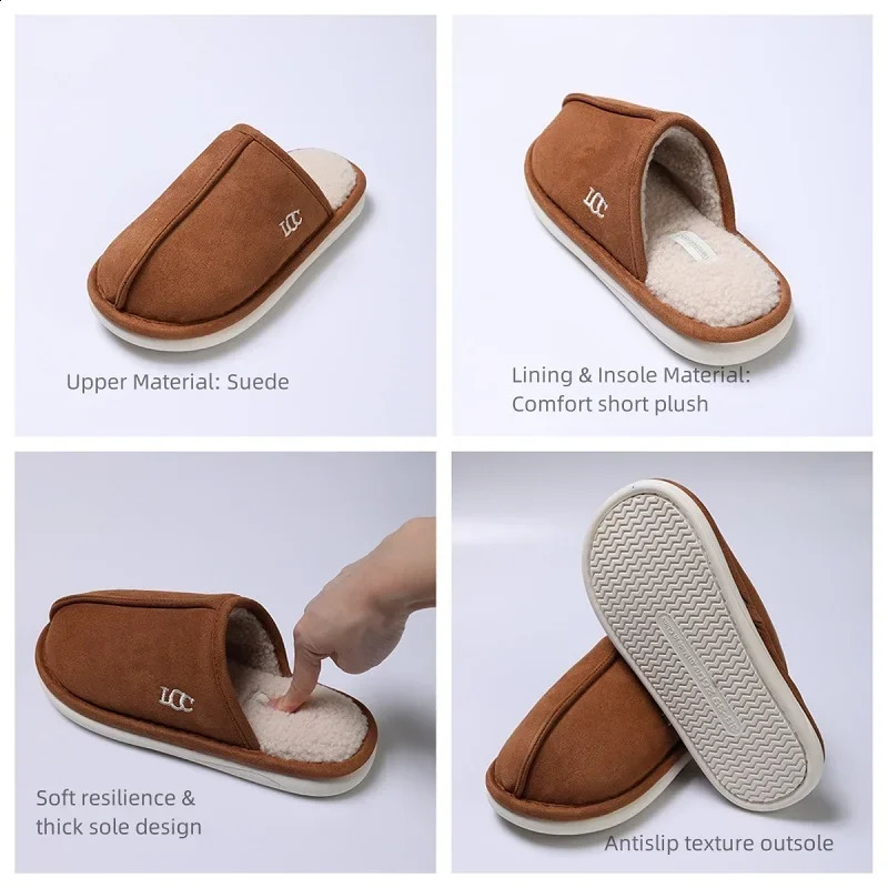 Classic Unisex Plush Slippers: Warm Anti-Slip Indoor House Shoes Men & Women, Perfect for Autumn and Winter