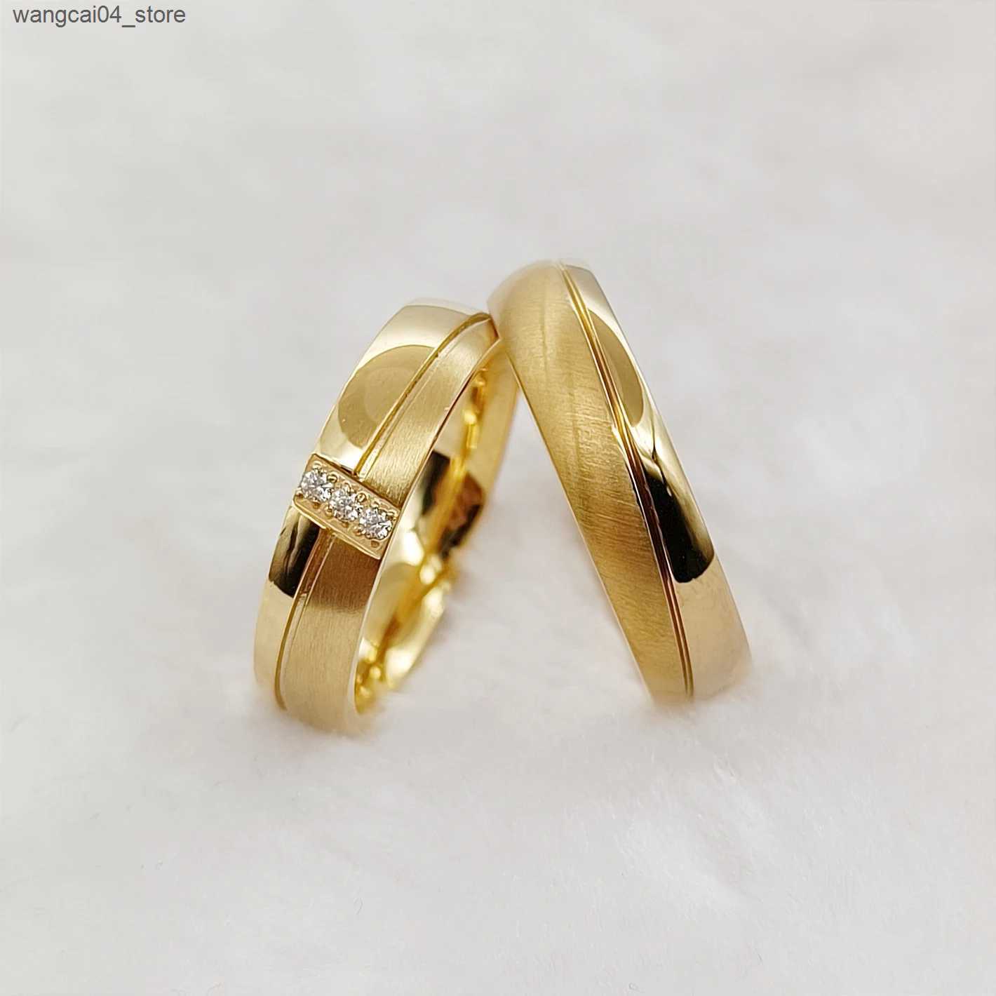 Couple Rings 2-piece 18k gold-plated wedding ring set suitable for couples in surgical stainless steel fashion jewelry alliance L240910