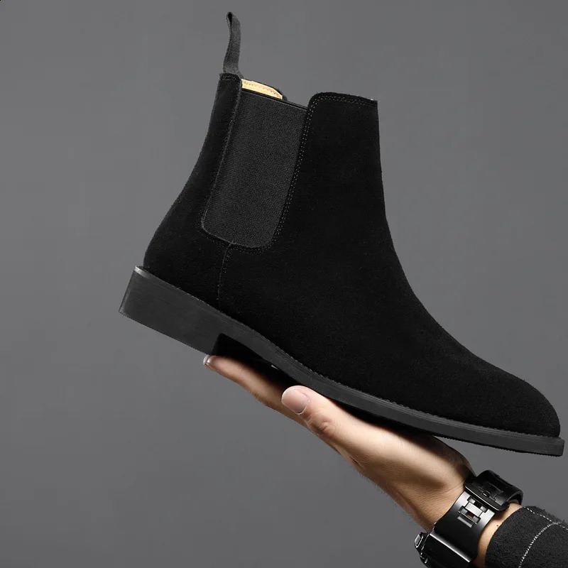 Mens classic retro Chelsea boots with cow suede leather mens English ankle short highend casual shoes 241014