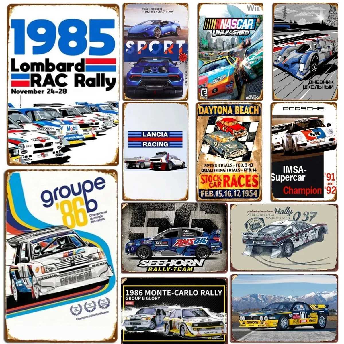 Racing Car 1985 Race Rally Metal Tin Sign Plaque Poster for Bar Club Wall Retro Home Vintage Wall Plate 12x8 InchXJ241010