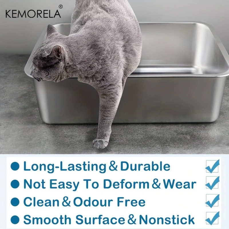 Large Litter Tray With Handles Durable Stainless Steel Litter Box Spacious Low Entry Design For Easy Access To Pet Accessories