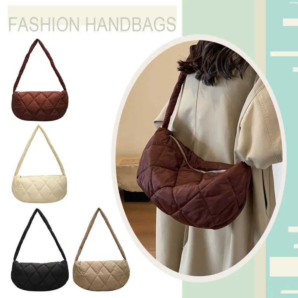 Puffer Crossbody Bag Nylon Padded Shoulder for Ladies with Interior Pocket Handbag Quilted Hobo Shopping Travel 241015