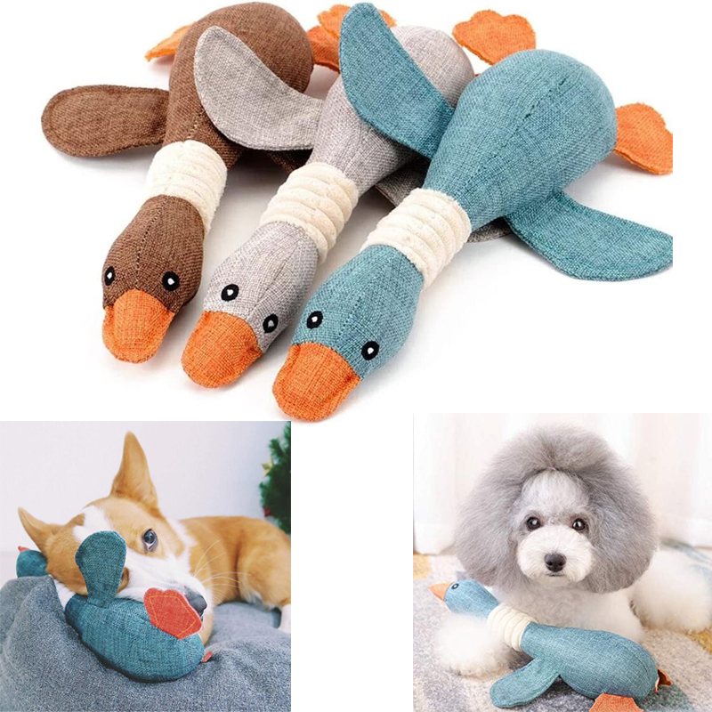 DHPET Squeaky Goose Durable Chew Aggressive Chewers Breed Dog Cat Play Interactive Toys for Small Medium Dogs Teething 12.99 Inch