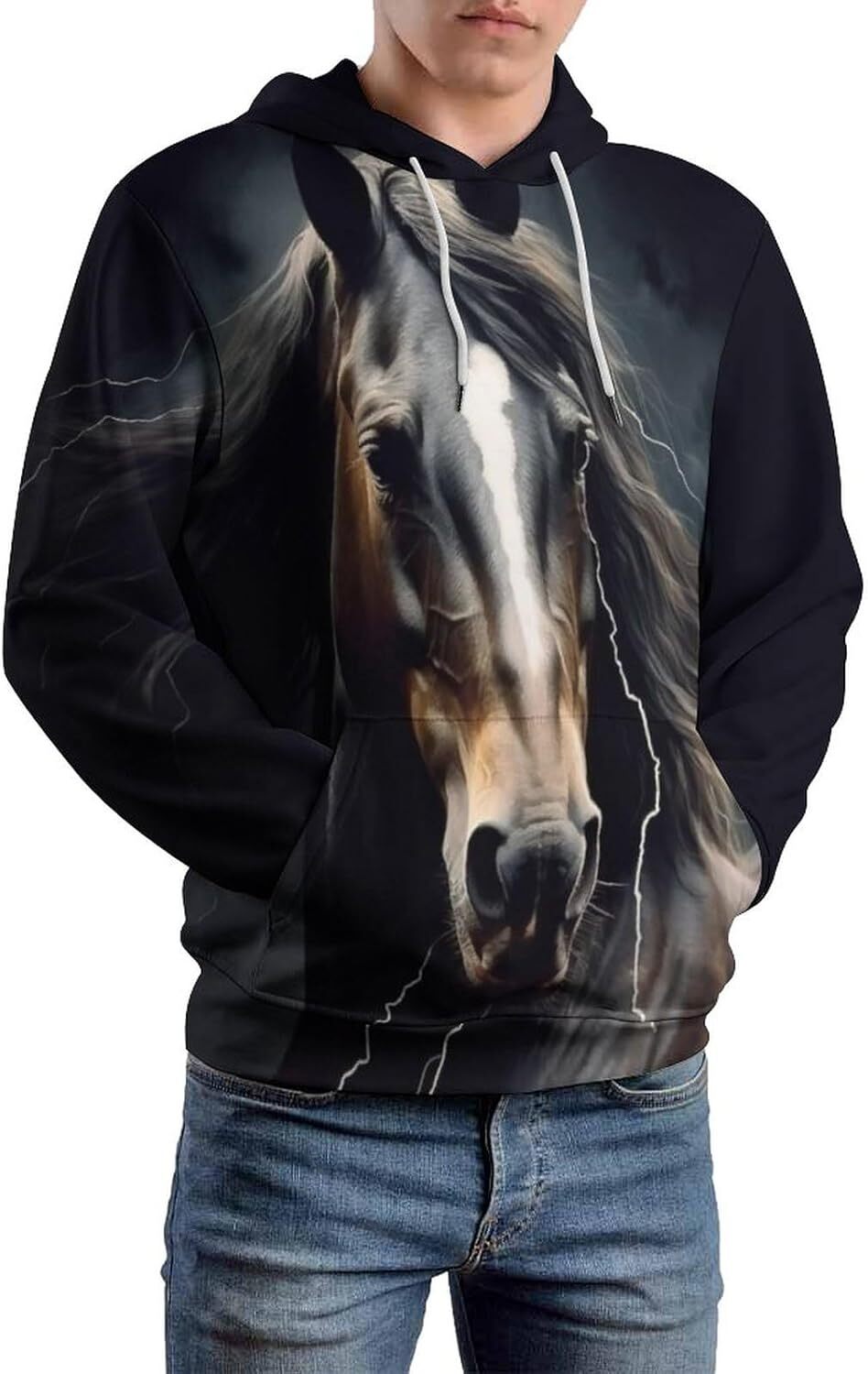 Hoodie for Mens Womens Funny Horse Hoodie Cute Horse Animal Lover Sweatshirt Hoodie Graphic Fashionable and Warm