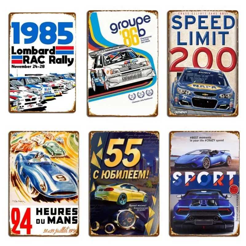 Racing Car 1985 Race Rally Metal Tin Sign Plaque Poster for Bar Club Wall Retro Home Vintage Wall Plate 12x8 InchXJ241010