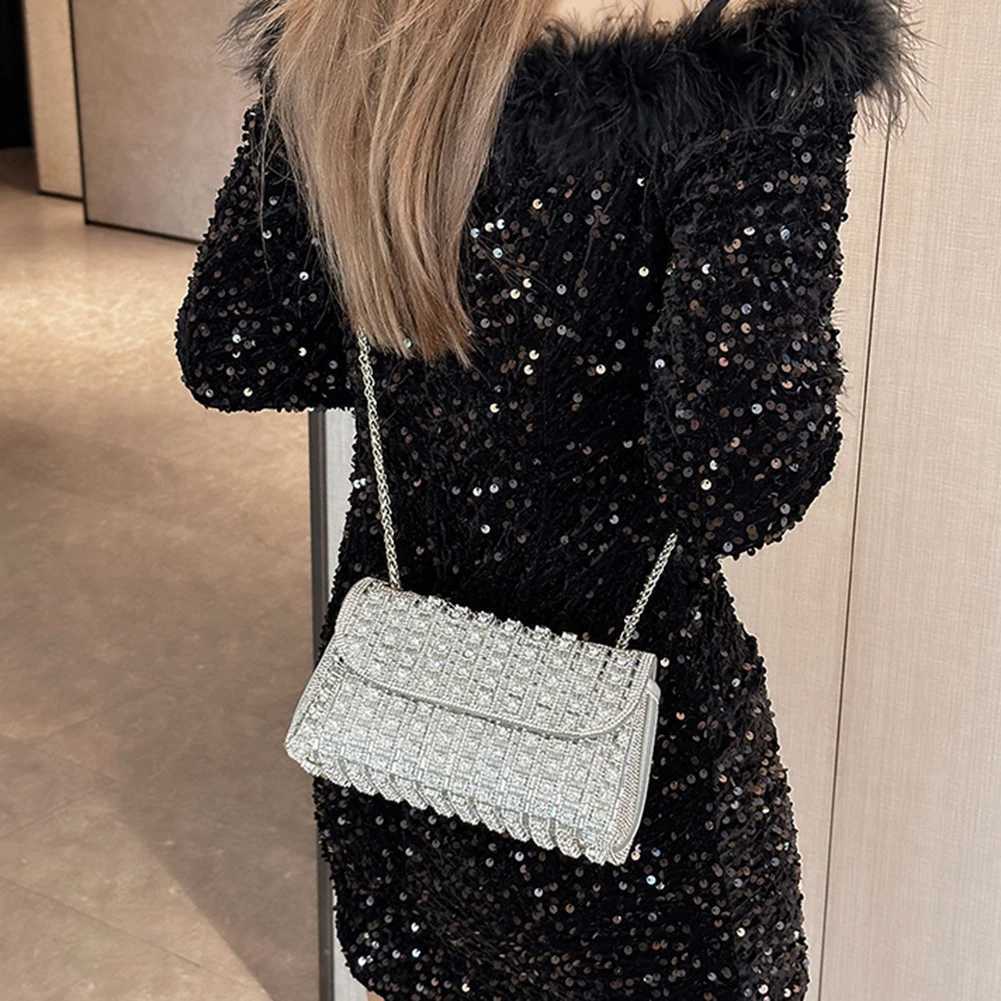 Shoulder Bag for Ladies with Chain Handbag Adjustable Strap Crossbody Sparkling Clutch Wedding Party Prom 241015