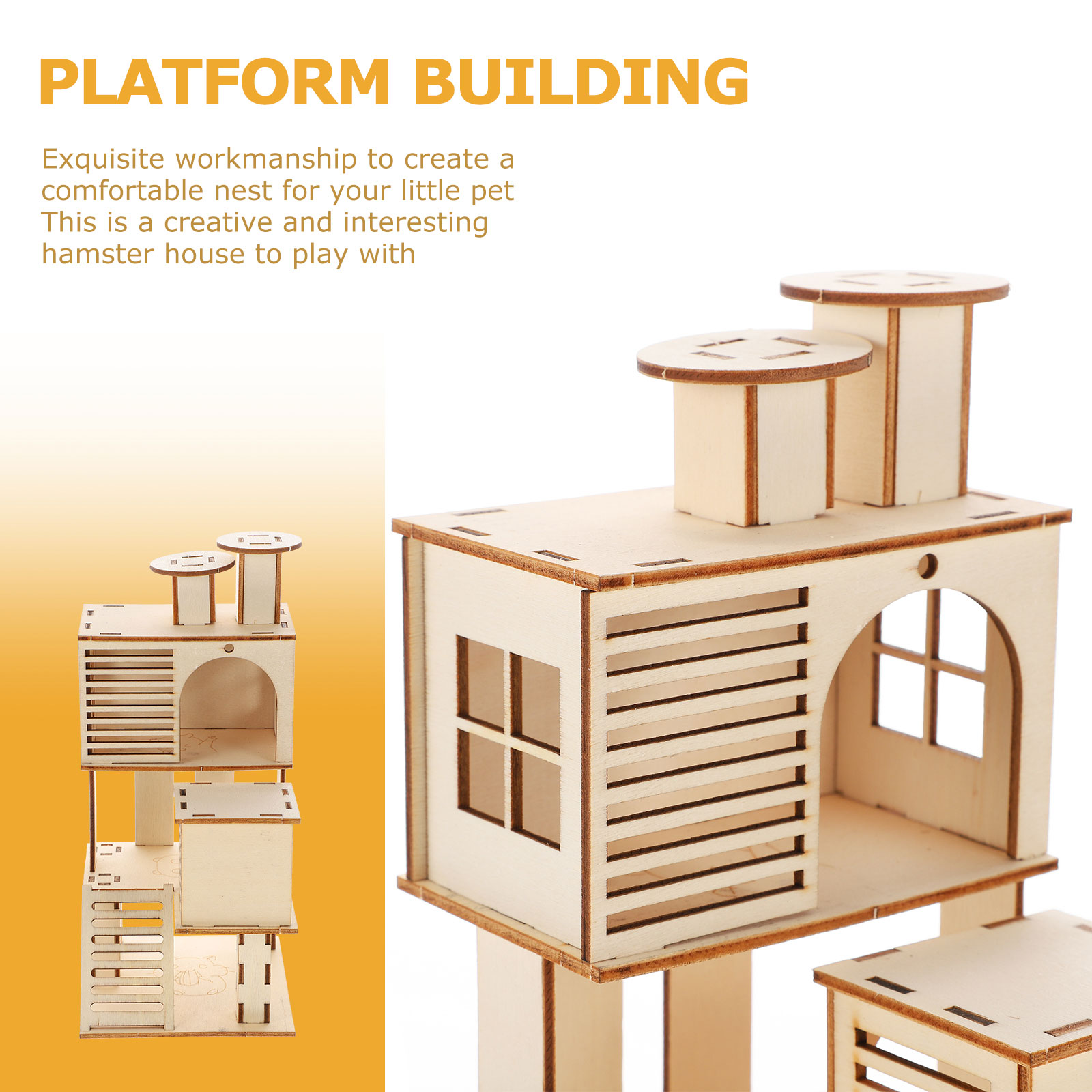 Premium Hamster Wooden Ladder House Habitat Pet Exercise Playground with Platform Fun and Safe for Small Pets