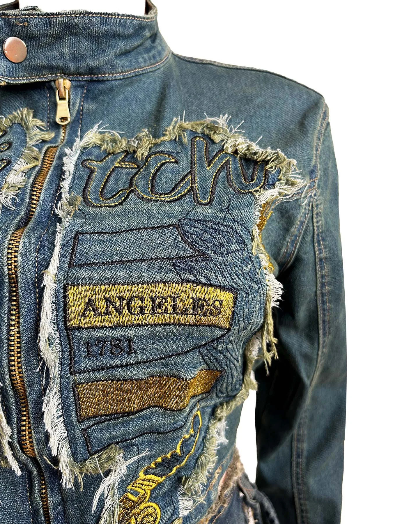 Womens Fashion Embroidered Denim Suit Outfits Casual Long Sleeve Denim Jacket Denim Mini Skirt Two Piece Set Women 241014