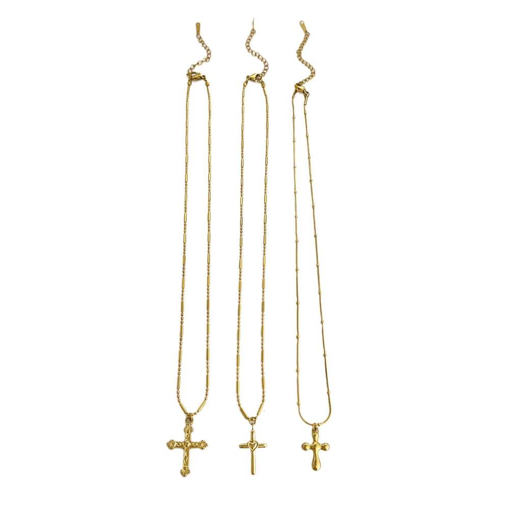 Necklace new stainless steel cross pendant with simple design personalized fashion trend,women's Christmas gifts