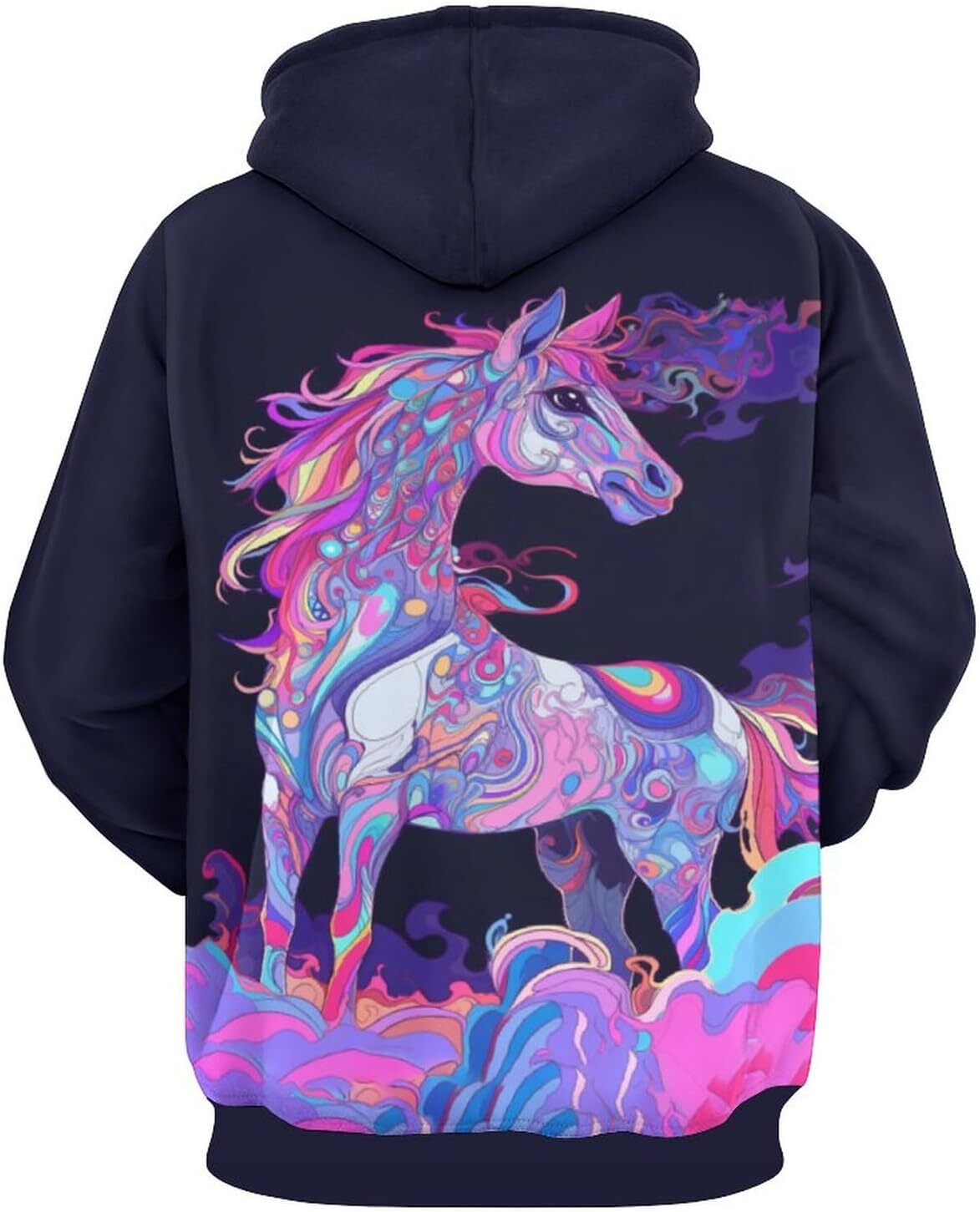 Hoodie for Mens Womens Novelty Cute Horse Lover Hoodie Colorful Abstract Animal Horse Summer Sweatshirt Hoodie Graphic Fashionable and Warm