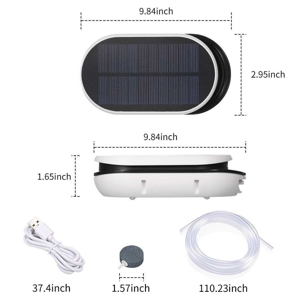 Solar Pond Pump, Air Pump Aerator Fish Tank Oxygenator for Garden Fish Tank Pool Fishing Pond Air Pump Fish Tank Accessories