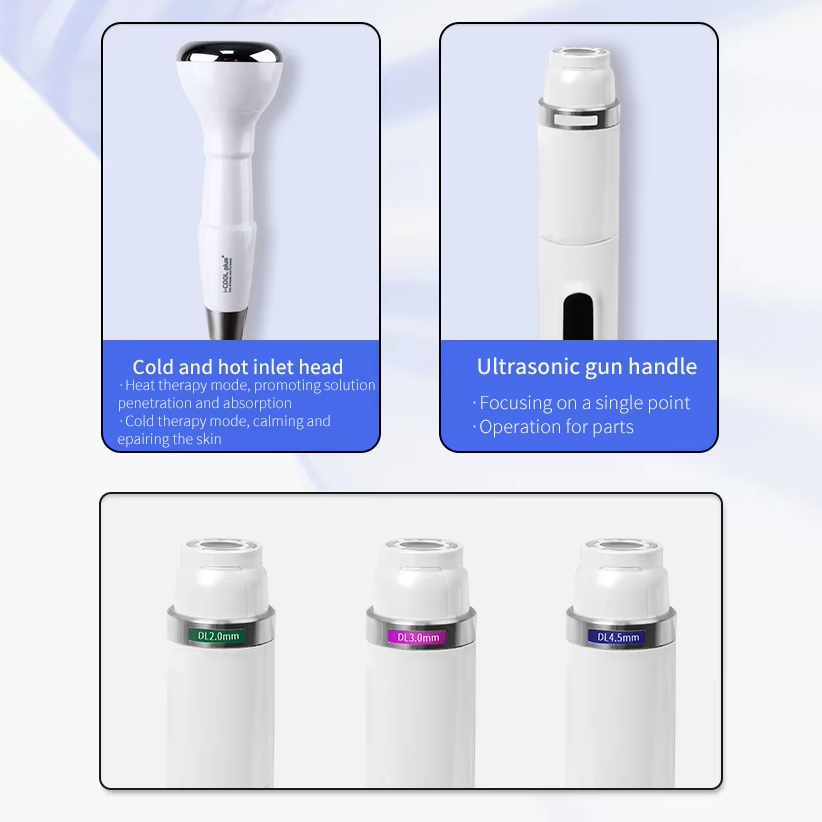 2 in 1 Non-invasive Ultrasound Skin Beauty Treatment All Layers Anti-aging Face Lifting Smas Skin Rejuvenation Face Firming Machine with Cold Hammer