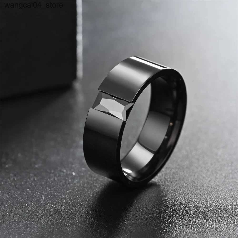 Couple Rings Fashion couple ring womens black Rhinestone zirconia ring set mens stainless steel zirconia ring wedding ring jewelry gift L240910