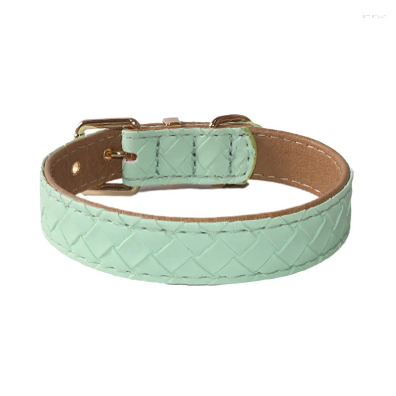 Dog Collars Soft Leather Pet Collar And Leash Set Handcrafted PU Traction Rope Outdoor Adjustable Walking