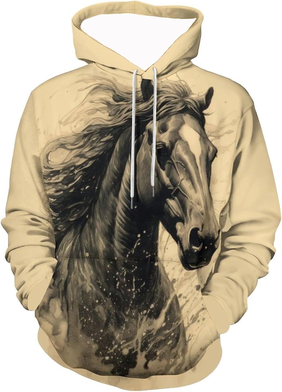 Hoodie for Mens Womens Novelty Vintage Abstract Horse Hoodie Colorful Lightning Animal Horse Lover Pullover Hoodies Graphic Fashionable and Warm
