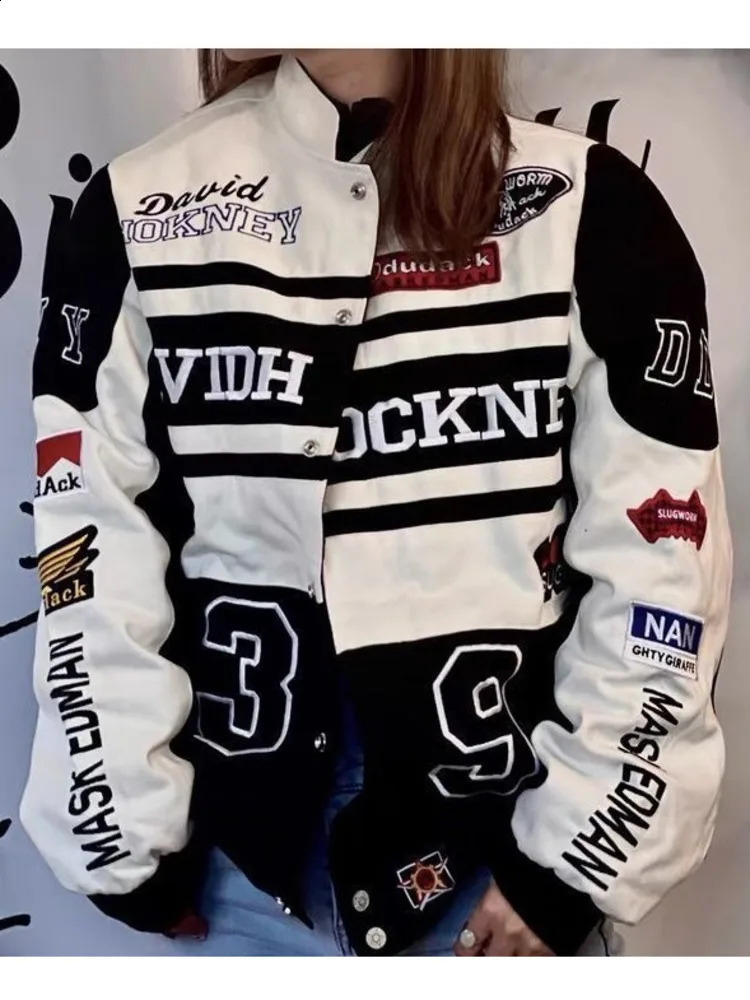 Retro racing jacket mens high street motorcycle tactical military spring womens colorful competition baseball 241014