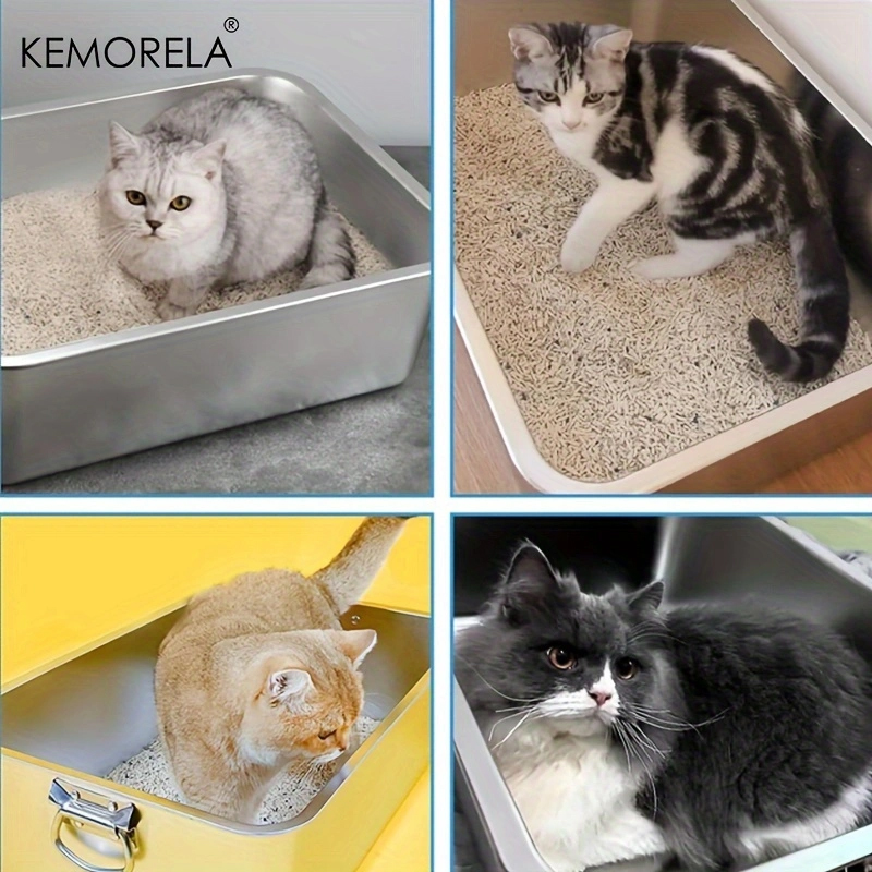 Large Litter Tray With Handles Durable Stainless Steel Litter Box Spacious Low Entry Design For Easy Access To Pet Accessories