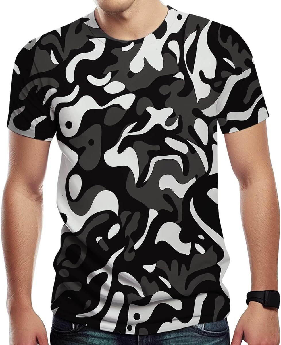 Mens T shirt Men's Retro Striped Pattern Shirt Novelty Tie Dyed Hunting Cool Tee Shirt tee Casual tops summer clothes Trendy Fashion