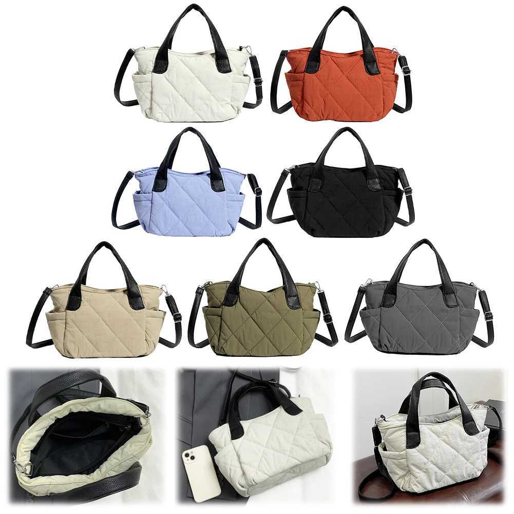 Ladies Quilted Casual Tote Handbag Adjustable Strap Padded Crossbody Purse with Side Pockets Trendy Messenger Bag Chic Hobo 241015